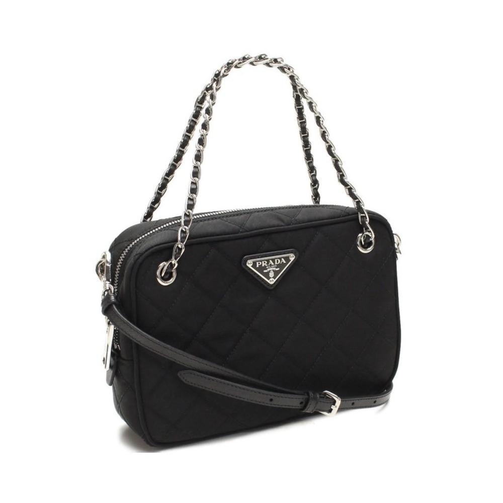 Prada Re-Edition Nylon Quilted Black Triangle Logo Crossbody